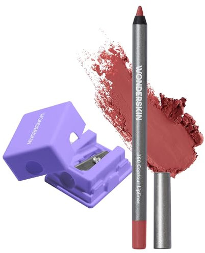 Wonderskin 360 Contour Lipliner Pencil with Sharpener - Long Lasting, Sharpenable Lipliner, Waterproof & Transfer-Proof Nude Lip Pencil (Ruby)
