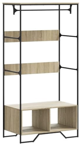 vidaXL Kleiderständer, Garderobenständer mit Stauraum Kleiderstange, Offener Kleiderschrank für Schlafzimmer, Garderobe, Modern, Sonoma-Eiche Holzwerkstoff