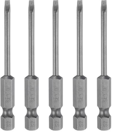sourcing map 5pcs SL3 Magnetic Slotted Screwdriver Bits 3mm S2 Steel Flat Head Screwdriver Bit 1/4 Hex Shank Industrial Grade Screw Driver Drill Bits 2.6 Long for Remove Fastening Screws