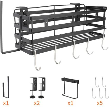 Griddle Caddy Storage Box with Side Hanging Rack, BBQ Grill Storage Organizer Space Saver Tool Holder for Outdoor Grill Prep Cart
