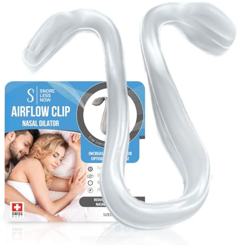 Airflow Clip Nasal Dilator by SnoreLessNow | Swiss-Made Anti-Snoring Nose Clip | Nasal Dilators for Sleeping & Breathing, BPA-Free Nasal Expander for Deviated Septum Relief | Nasal Dilator for Snoring