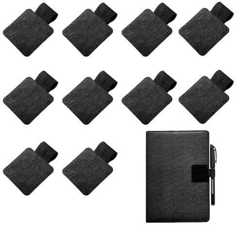 FDRJKN 10-Piece Pen Holder Set - Pen Loops for Leuchtturm Notebooks, Elastic Band for Books, Tablets, Diaries, Calendars (Black)