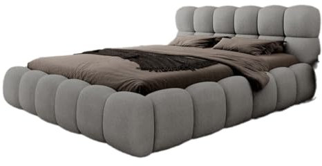 Luxusbetten24 Designer Polsterbett Boston Bouclé 180x200 mit Stauraum | Bezug: Bouclé | Farbe: Grau