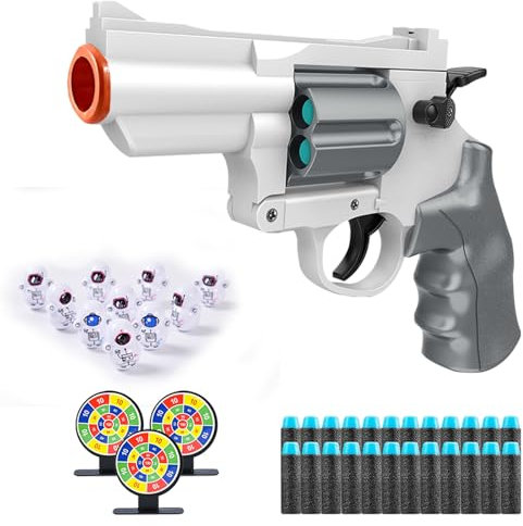 SZJYMY Pistolet à balles Souples, Blasters, Shockwave, Jouet sûr, modèle de Revolver factice, Aspect Balle Souple, Mini Pistolet réaliste, pour Enfants de 3 à 8 Ans et Plus
