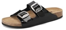 QUEEN HELENA Sommerschuhe mit doppelter Schnalle, leicht, lässig, für Damen X32-201, Schwarz , 38 EU