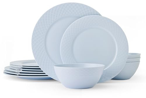 Mikasa Spalier Pastell Bone China Leicht Splitterfest 12-teiliges Geschirr-Set Service für 4 Personen, Rosa