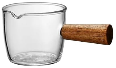 Pot À Lait Pichets à lait en verre petites tasses à lait manche en bois bidons à lait soucoupe assaisonnement petit plat Steak bol à jus de nourriture occidentale Pichet à lait(Moyen)