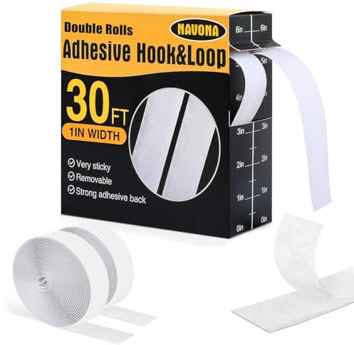 Klettband Selbstklebend Velcro Tape 9m × 25mm Doppelseitiges Klebeband Extra Stark Klettverschluss zum Kleben Klebeklett Selbstklebend für Wohnmobilausstattung Teppich Fliegengitter (Weiß)