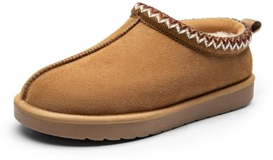 DREAM PAIRS Damen Gemütliche Hausschuhe | Echtes Wildleder Innen Außen Flauschige Home Bequeme Winter Schlupfschuhe Süß Warm Memory Foam Flauschige Schuhe FuzzyEasy