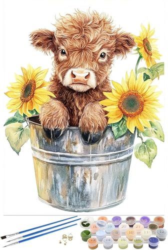 DIY Peinture Numero Adulte bœuf Peinture Numero tournesol Peinture par Numero Adulte avec Cadre 100x150cm Toile, Kit de Peinture à l'huile Peintures Acryliques et Pinceaux, Decoration Maison -9810
