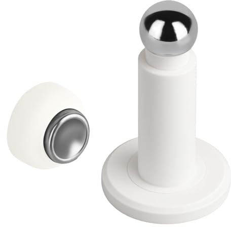 Hommyzone Adjustable Height Magnetic Door Stopper,Heavy Duty Magnetic Doorstop, 304 Stainless Steel Door Holder with Wall&Floor Mounted… (White)