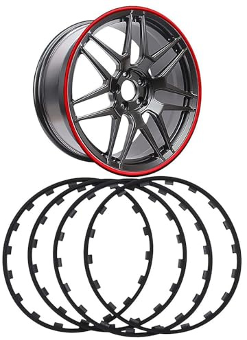 QIeAny 4-teiliger Felgenschutzring, Nabenschutzring (allgemein: 16–21 Zoll), Nylon | Kollisionsschutz, Kratzfest, Fällt Nicht Leicht Ab, 4 Farben Erhältlich, Autozubehör-Dekoration,17inch,Black