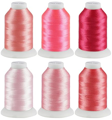 ilauke 6 Farben Polyester Maschinen Stickgarn, 500M(550Y) Maschinenstickgarn NäHmaschinengarn NäHgarn Set, für Bracelets Stickerei Basteln Crafts Quilten Nähen Nähmaschine
