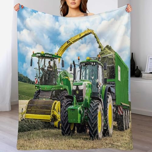 Traktor Kuscheldecke Flauschig Decke, Flannel Weiche Sofadecke, Fleecedecke, Wohndecke - Pflegeleicht - Warm 130×180cm