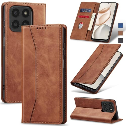Jasonyu Funda para Honor 400 Smart Flip Case,Marrón | Cuero PU Carcasa,Tipo Libro con Tarjetas y Cartera,Soporte Plegable,Cierre magnético,Capa