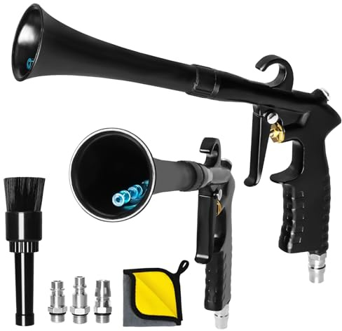 Pistola de Aire para Compresor, Pistola de Limpieza por Aire Comprimido, Sopladora de Comprimido con 2 Boquillas, para Interiores de Coche y Alfombras