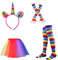 OULII Einhorn Horn Stirnband Einhorn Haarreif mit Ohren Tutu Rock Kniestrümpfe Streifen und Lange Handschuhe Einhorn Kostüm Damen Erwachsenen
