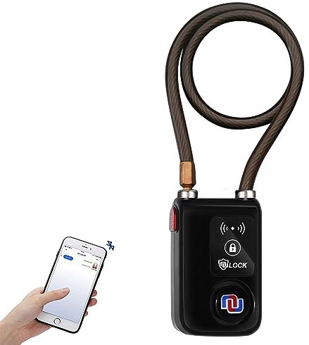 Nulock Keyless Bluetooth Bike/Motorcycle/Gate Lock IP44 Splash-Proof Cycling Lock with 110db Alarm, 0.38 Diameter 24-inch (2ft) Braided Steel Cable Padlock for Gate(2025 Version)