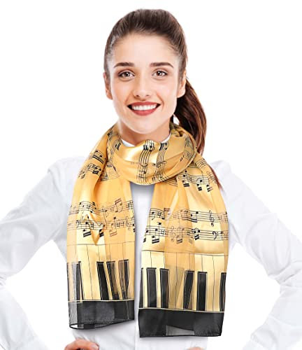 CBC Crown Damen-Schal mit Musiknoten (verschiedene Muster, Farben), 1071-Gold/Schwarz, Einheitsgröße
