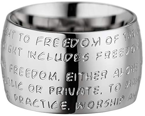 GILARDY GHR-R1WH19 Human Rights Ring R1 Edelstahl Gravur | Schmuck Menschenrechte (White/Silver, 60 (19.1))