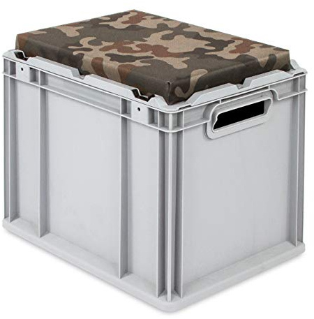 aidB Eurobox NextGen Seat Box, camouflage, (400x300x365 mm), Griffe offen, Sitzbox mit Stauraum und abnehmbarem Kissen, 1St.