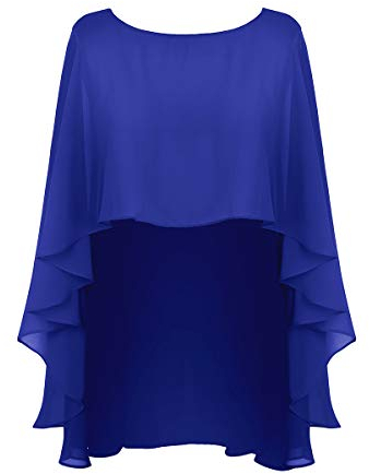 FEESHOW Chiffon Stola Schal Kleid Festlich Hochzeit Bolero Umschlagtuch Brautkleid Abendkleid Elegant Blau Einheitsgröße