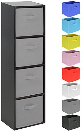 Hartleys 4 Tier Black Cube Unit - Choice of Storage Boxes