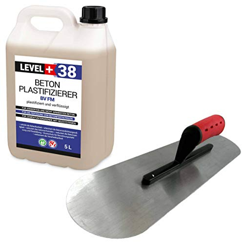 Set Concrete Additive 5 L Professional + Flooring Trowel Concrete Plasticiser Flowing Agent SET350