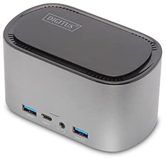 DIGITUS USB-C Docking Station mit M.2 SSD Dock – 11 Ports – 2X HDMI, 1x DP (4K@60Hz) – 4X USB 3.0 / USB 2.0, 2X USB Typ-C – RJ45 LAN, Klinke Audio – Schwarz