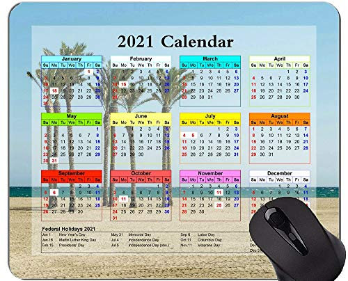 Yanteng Kalender 2021 Jahr Mauspad, Strandpalmen Sommer Büro Mauspad