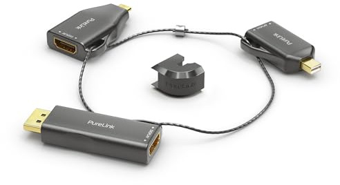 PureLink, HDMI-Adapter-Set, Adapter Ring, DisplayPort, mini DisplayPort und USB-C auf HDMI, 4K Auflösung, Diebstahlsicherung, vergoldete Kontakte, schwarz