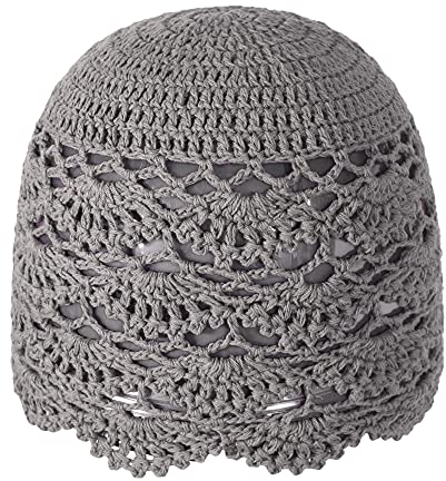 ZLYC Damen Mädchen Mütze Handgemachte Sommermütze Strickmütze, Uni Grau, One Size