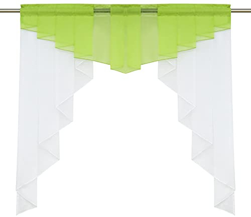 HeichkelL Voile Scheibengardine Modern Kurzstore Küche Bistorgardine Tunnelzug Kleinfenster Fertiggardinen für Kinderzimmer Grün BxH 100x100 cm