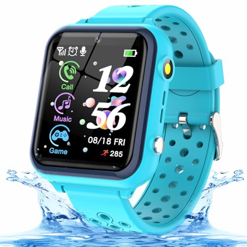 Smooce Smartwatch Bambini,Impermeabile Orologio Telefono Smartwatch Bambini con Musica MP3, Chiamata SOS,Video,11 Gioco, Fotocamera, Torcia elettrica, Sveglia,Regalo di Festa