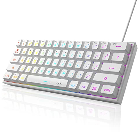 MageGee 60% Gaming Keyboard,Waterproof Ultra-Compact Mini 61 Keys Keyboard RGB Backlit Portable Computer Keyboard for Mac Windows Laptop Xbox PS PC (White)