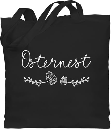 Baumwolltasche - Ostergeschenk Ostern - Osternest mit Eiern I - Unisize - Schwarz - taschen gross osterhasentasche oster easter erwachsene osterngeschenke ostermotiv beutel ostergeschenke osterfest
