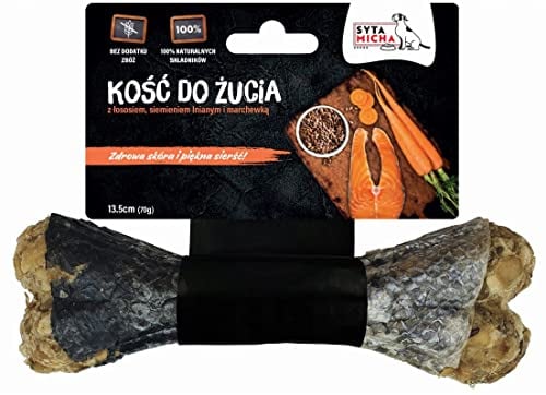 Syta Micha Hundekauknochen für frischen Atem 13,5 cm | Hunde leckerlis | Kauknochen für den Hund | Hundeleckerli | Hund zahnpflege (Lachs und Karotte)