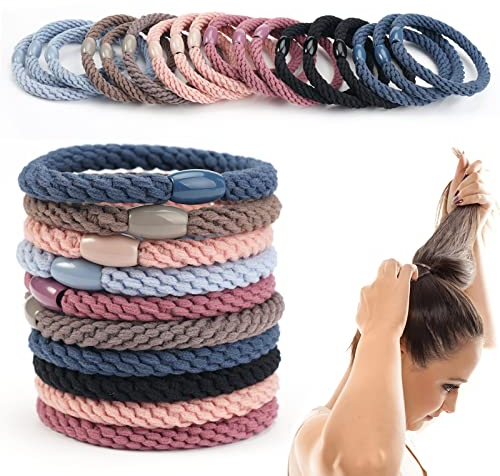 18 Stück Geflochtene Haargummis Baumwolle Mehrfarbiger Geflochtene Haarbänder Mode Geflochtene Elastische Für Frauen/Mädchen/Kinder,Dickes und Lockiges Haar (Gemischte Farben)