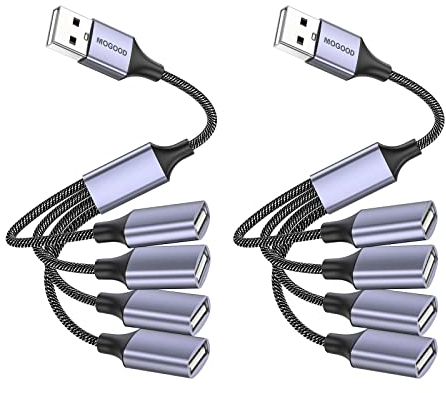 MOGOOD USB Splitter, 4 in 1 USB Cable,USB Hub USB to USB Adapter,Multi-Socket USB Splitter,USB to 4 USB Female Cable Converter Multi USB Ports USB Power Extension Cord for PC/Car/Laptop/U Disk/TV