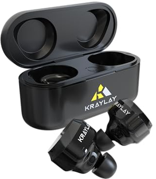 Kraylay Wireless Earbuds | Bluetooth 5.3 Earbuds with 40H Playtime | IPX7 Waterproof | Memory Foam Ear Tips | Ear Phones with Cable | Won't Fall Out |Black| Gaming Ear Tips.