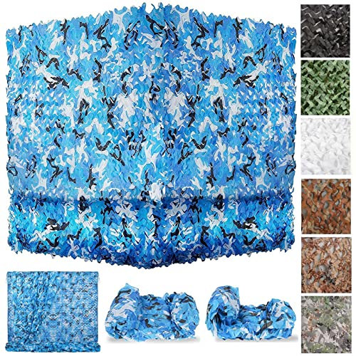 ZHJSHOU Toldo Camuflaje Exterior, Caza Militar Decorar Malla Red de Camuflaje, Red De Sombra Liviana y Duradera, Protección Solar para Cazar, Acampar, Pérgola, Sombrilla,Océano,1.5x6M/5x20ft