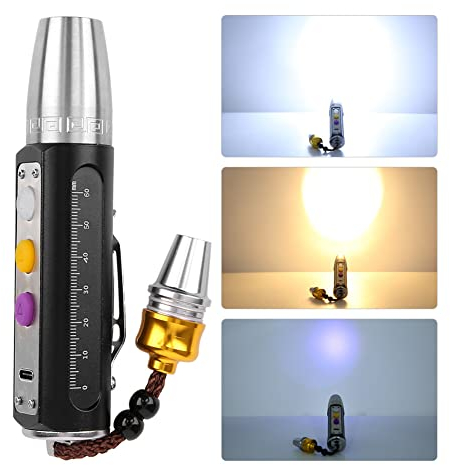 Yuehuamech Jade Appraisal Flashlight Portable 3 LEDs Expert Torch USB Rechargeable Jewelry Flashlight Gems Identification Lights for Appraisal Diamond Jewelry Testing Tool