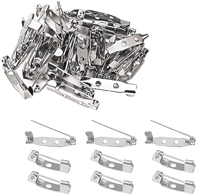 120pcs Sicherheitsnadeln für Broschen Verschluss für Rückseite, Broschennadeln Silber,Broschennadeln Sicherheitsnadeln für Schmuck Handwerk für Abzeichen Corsagen Schmuckherstellung DIY(15mm/25mm)