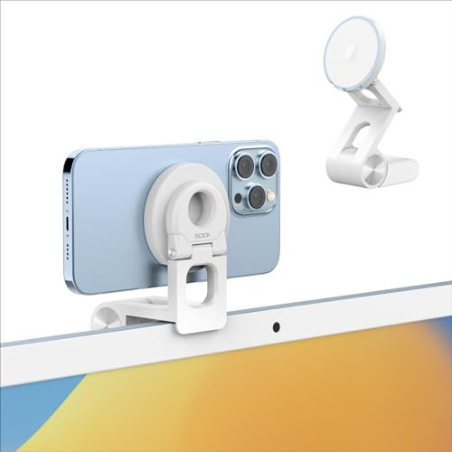 SODI Continuity Camera Mount for iPhone 15/14/13/12 Series, MacBook, iMac, Studio Displays, Phone Stand with Adjustable Tilt, Adjustable Continuity Camera Mount Works with Desk View