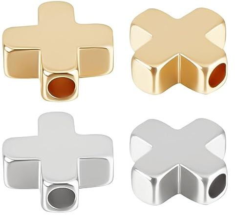 Beebeecraft 1 Box 40 Stück Kreuz Abstandsperlen 18 Karat Vergoldet Tibetischer Stil Lose Kruzifix Perlen Für Die Schmuckherstellung Halskette Armband DIY Handwerk