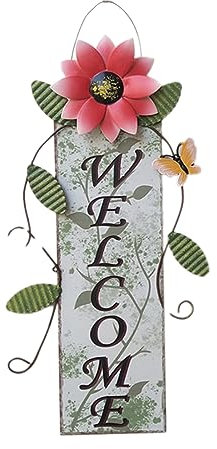 Eurobuy Panneau de bienvenue mural en forme de fleur pour porte d'entrée, décoration murale d'intérieur et d'extérieur à suspendre - Décoration de porte murale d'intérieur et d'extérieur - Panneau de