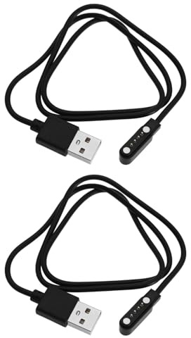 2 Stück Ladekabel, magnetisch, USB auf 4 Pins, für Smartwatch, Brille, Aktivitäts-Tracker, Abstand der Kontaktstifte, 7,62 mm, Länge 60 cm, Schwarz