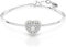 Swarovski Idyllia Armreif, Rhodinierter Damenarmreif mit Herz-Motiv und Strahlenden Klaren Swarovski Kristallen