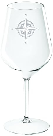 R.G.Service Calice da barca trasparenti infrangibili, con rosa dei venti personalizzabili con nome o frase, incisione laser. Festa del papà.