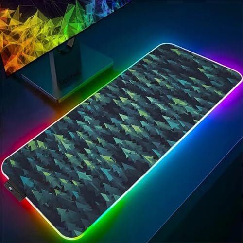 RGB Tapis de Souris Gaming Grand Tapis de Souris XXL 900x400x3mm 14 Modes d'éclairage LED Lumineuse Tapis de Souris Mouse Pad Rétroéclairage pour Gamer Clavier PC, Forêt